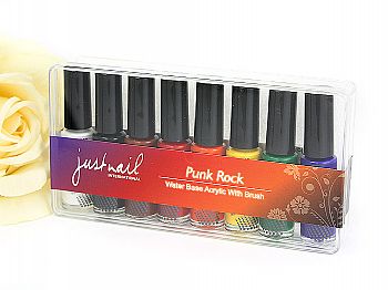 Y1FN006Water base Acrylic with brush set (Punk Rock))-8 colors